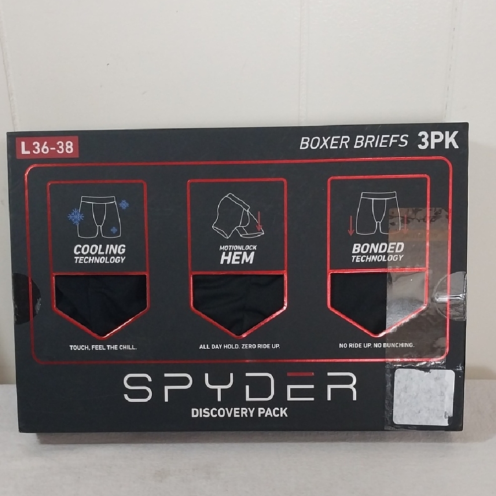 Spyder Boxer Briefs Black 3 Pair Large Nylon Discovery Pack
